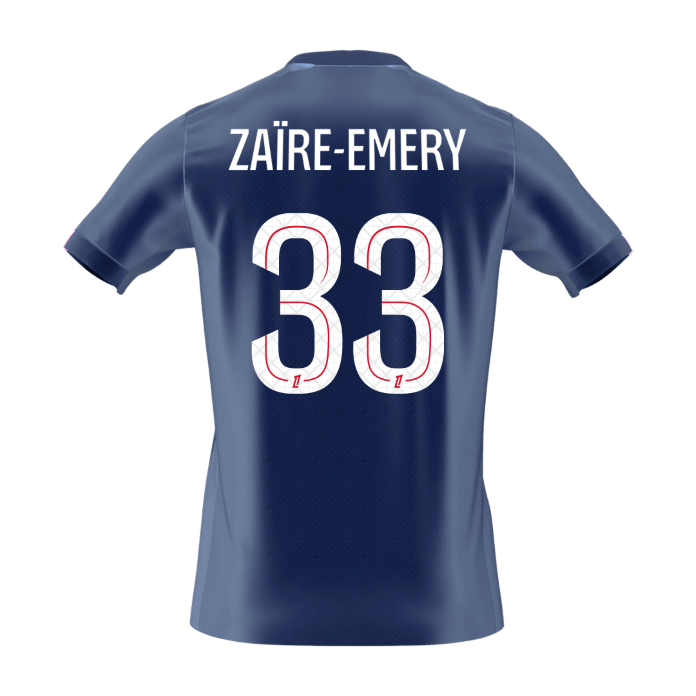Maillot domicile du PSG 2025/26 - Zaïre Emery n°33