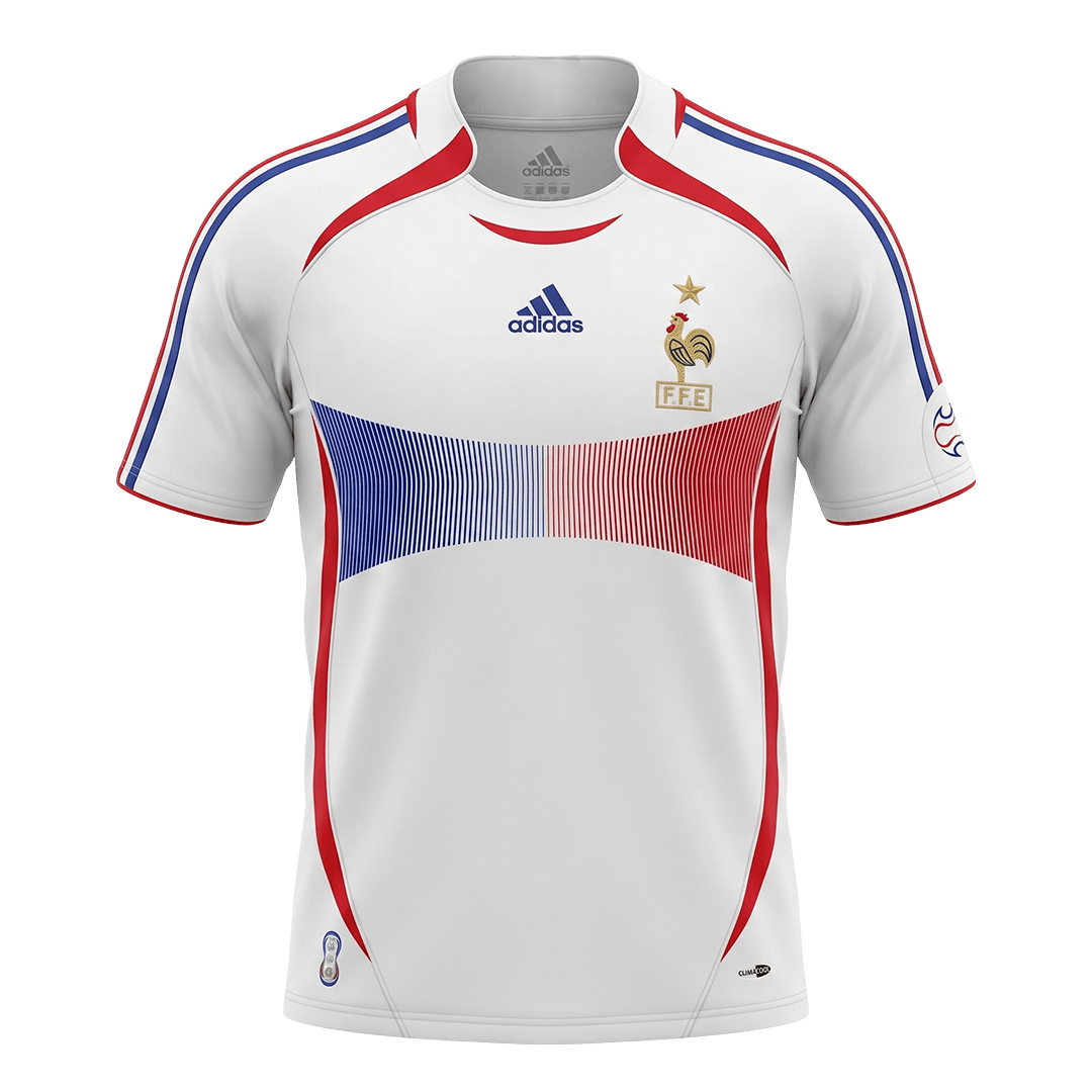 Maillot de football extérieur France 2006, manches courtes, blanc, version rétro pour homme