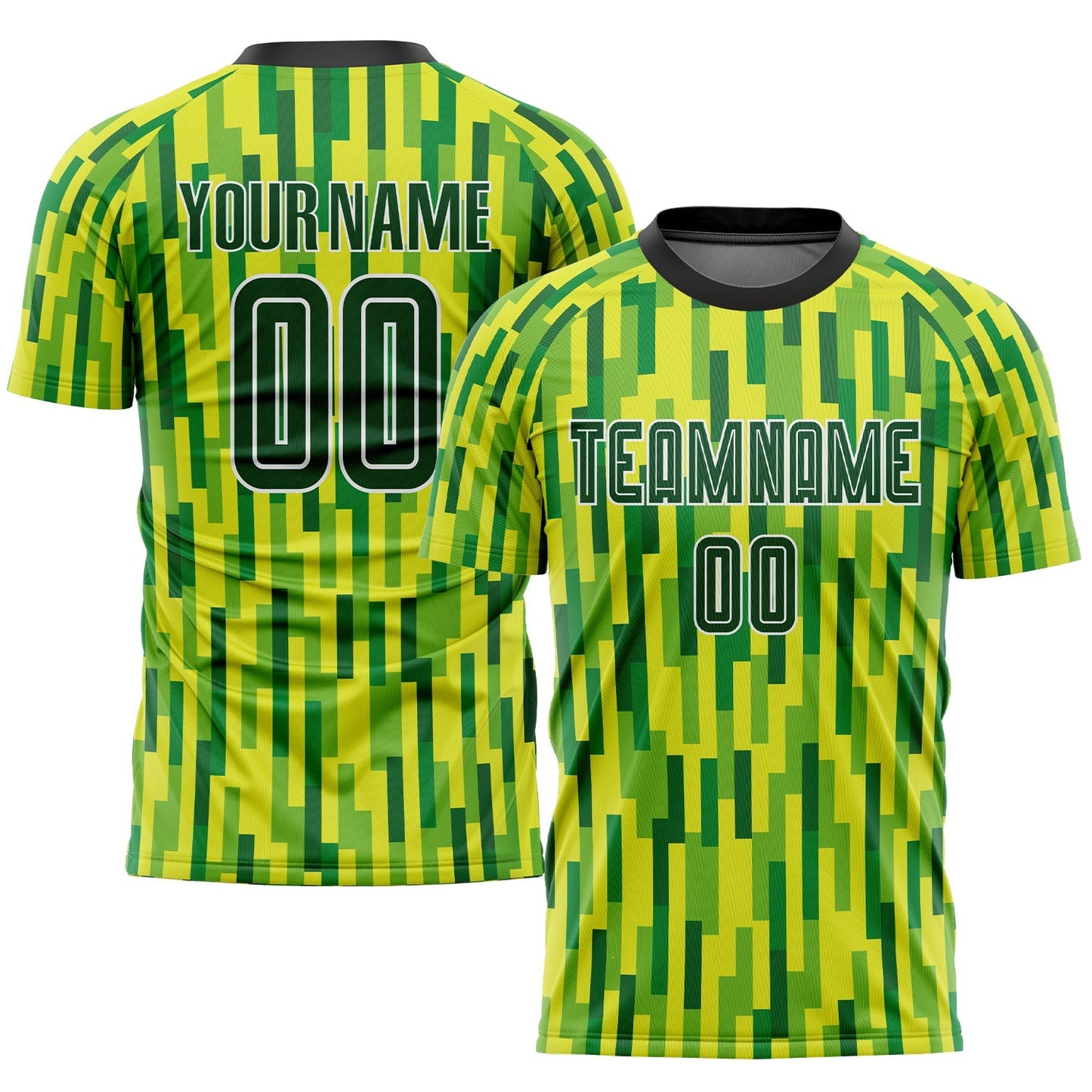 Maillot de football personnalisé avec impression par sublimation vert fluo, vert et or