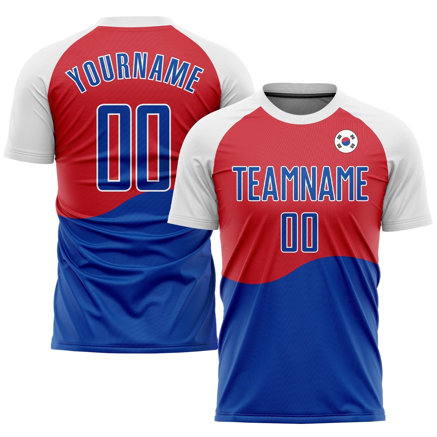 Maillot de football personnalisé avec drapeau sud-coréen sublimé en rouge et blanc