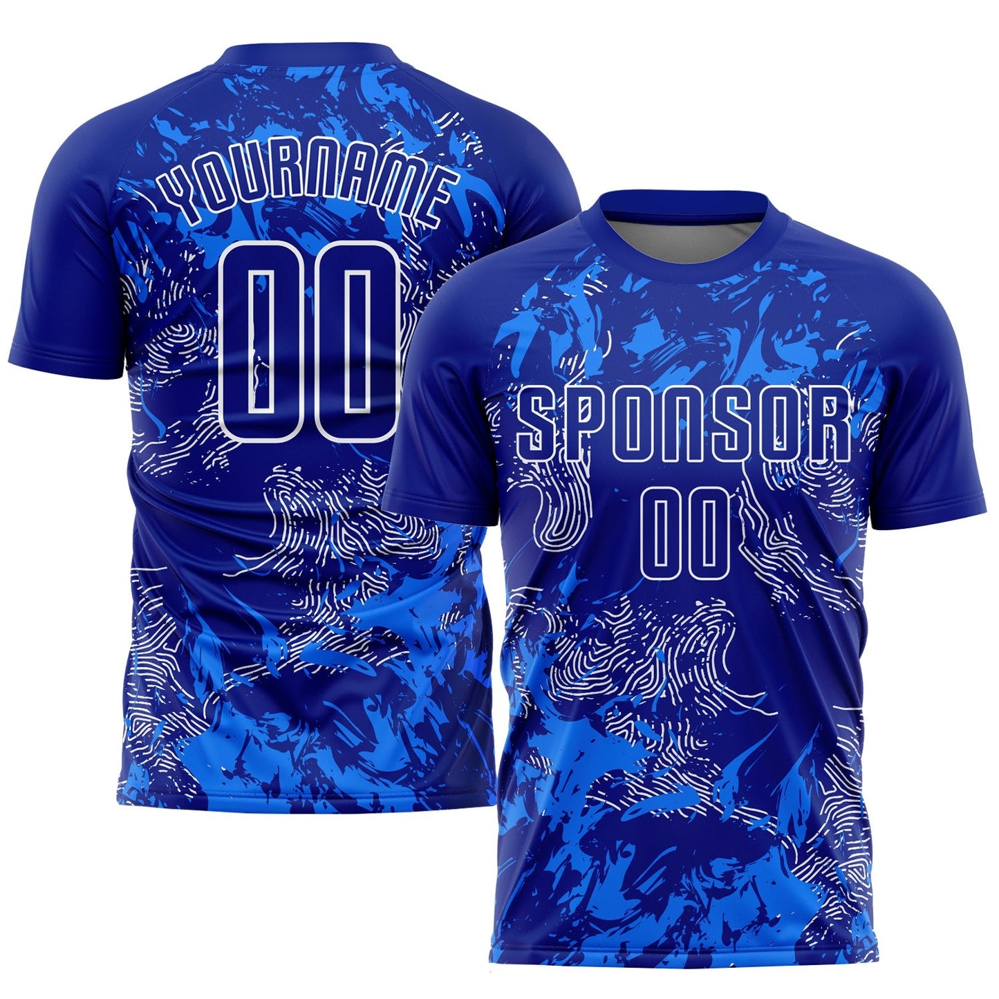 Maillot de football personnalisé bleu roi et blanc (sublimé)