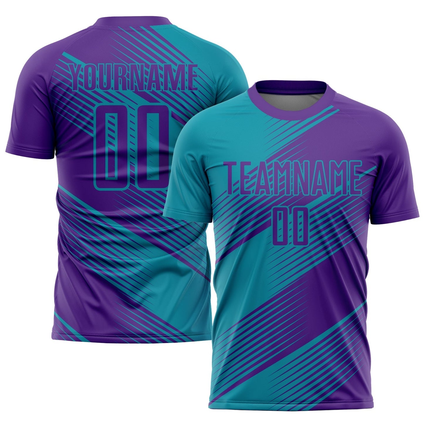 Maillot de football personnalisé avec impression par sublimation turquoise et violet
