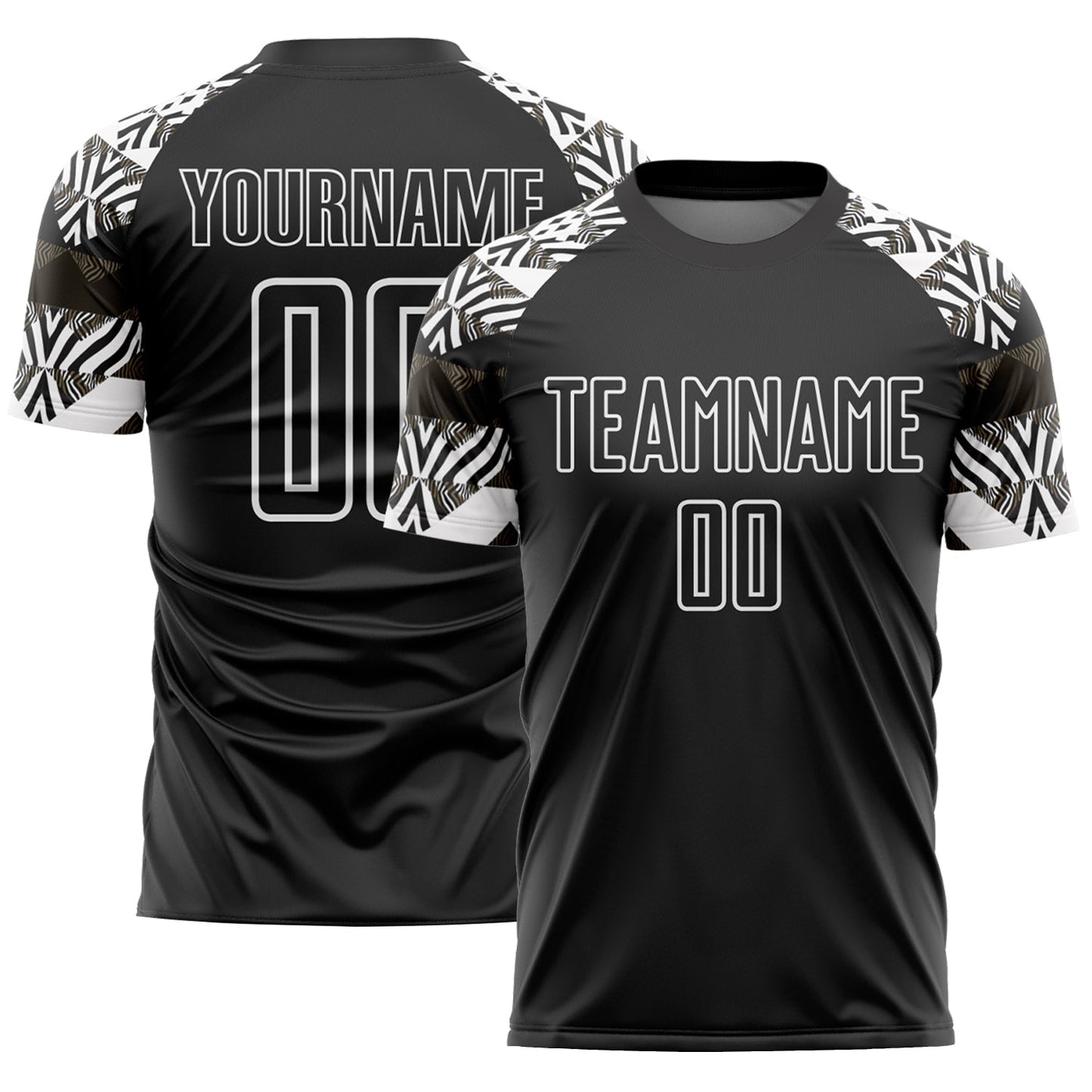 Maillot de football personnalisé avec impression zèbre par sublimation, noir et blanc, à motifs géométriques