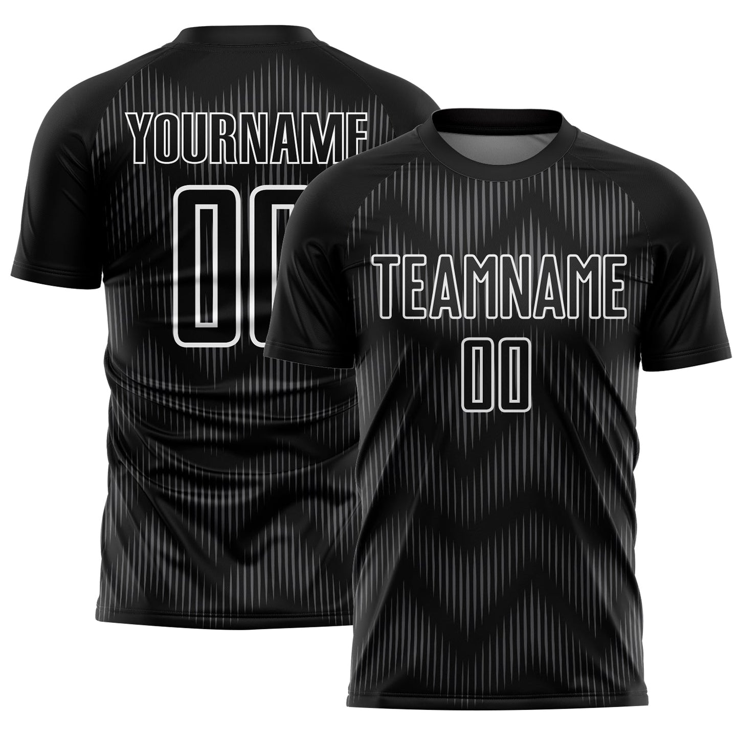 Maillot de football personnalisé avec lignes sublimées gris acier, noires et blanches