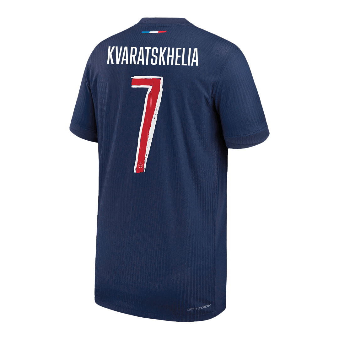 Version joueur KVARATSKHELIA #7 Maillot domicile PSG 2024/25 Bleu marine - Ligue des champions