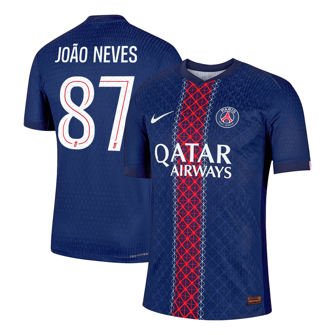 Version joueur du maillot domicile du PSG 2025/26 de João Neves n°87