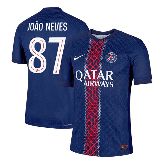 Version joueur du maillot domicile du PSG 2025/26 de João Neves n°87