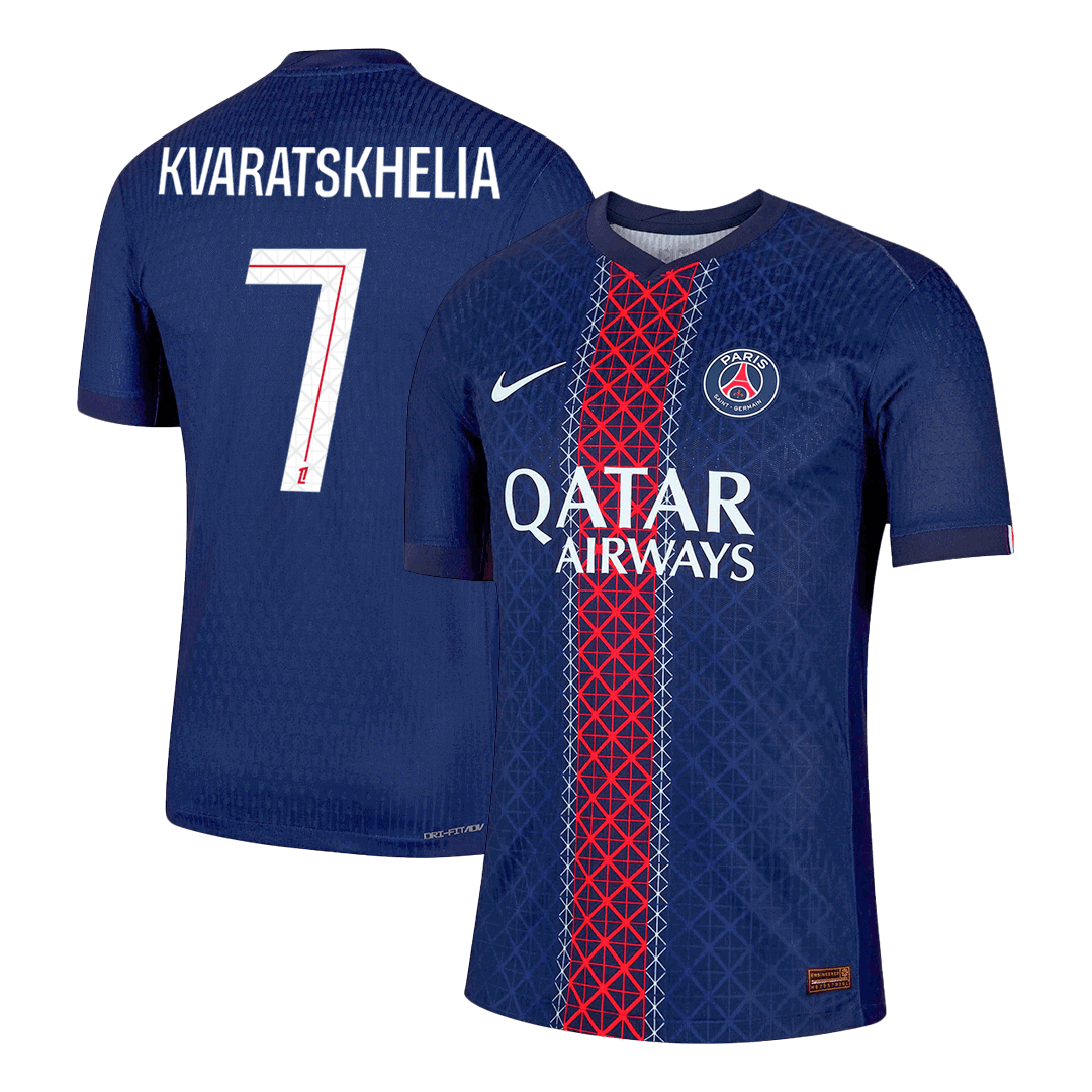 Version joueur KVARATSKHELIA #7 Maillot domicile PSG 2025/26 Bleu marine