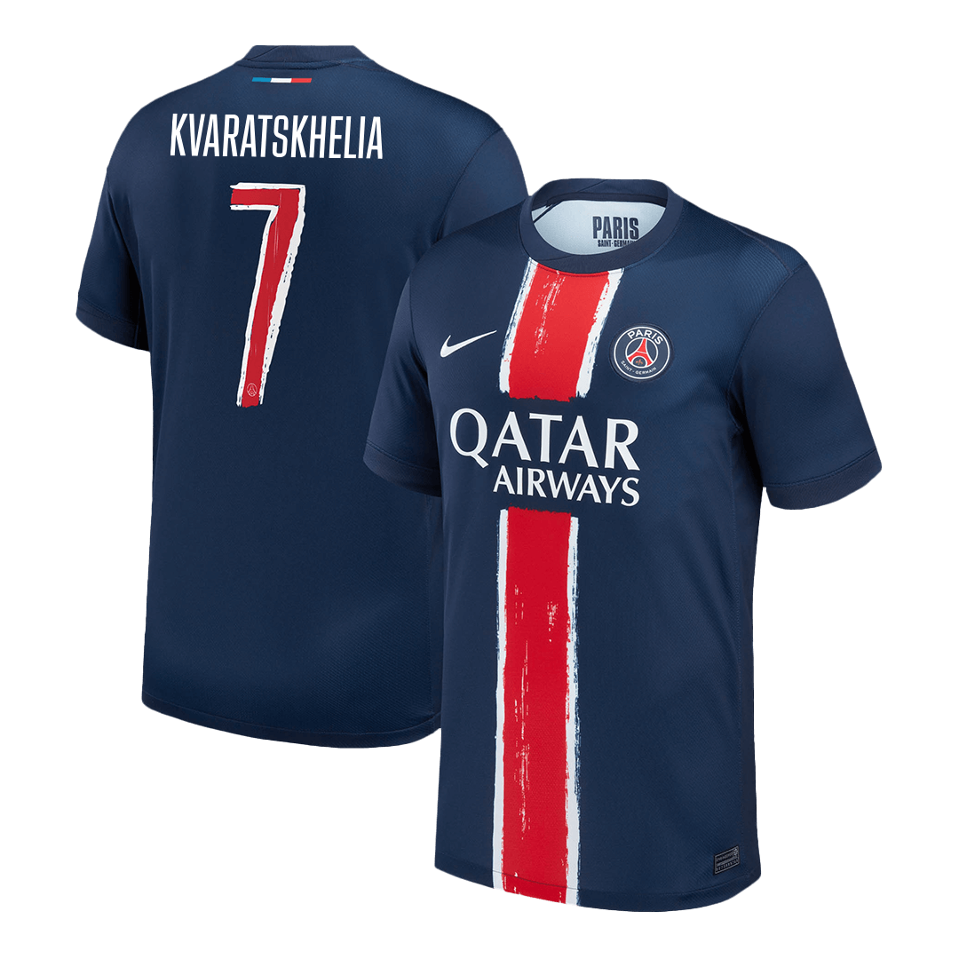 KVARATSKHELIA #7 Maillot domicile PSG 2024/25 Bleu marine - Ligue des champions