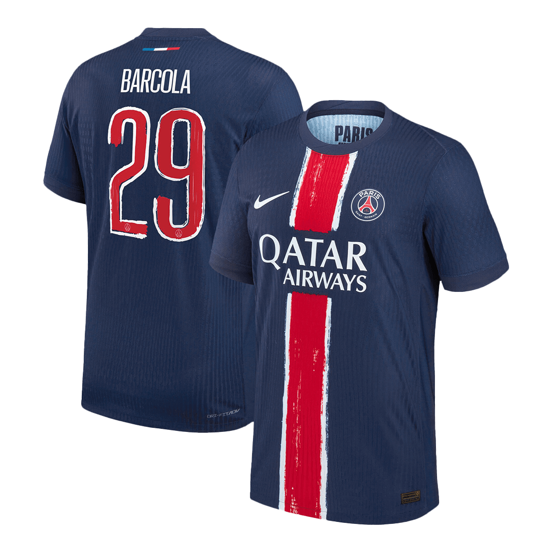 Version joueur BARCOLA #29 PSG Maillot domicile 2024/25 Bleu marine - Ligue des champions