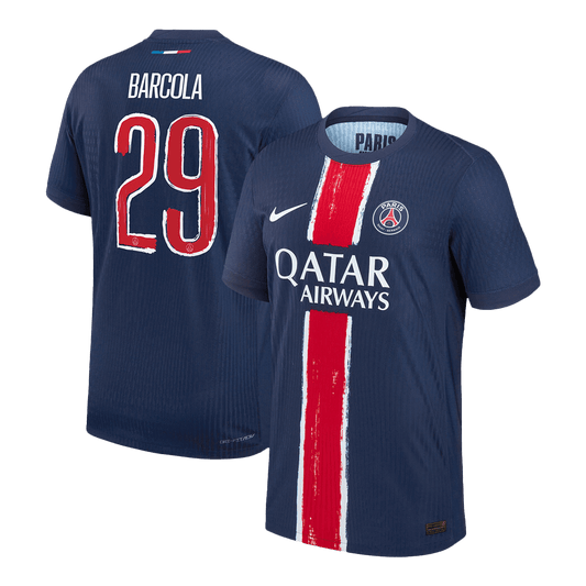 Version joueur BARCOLA #29 PSG Maillot domicile 2024/25 Bleu marine - Ligue des champions