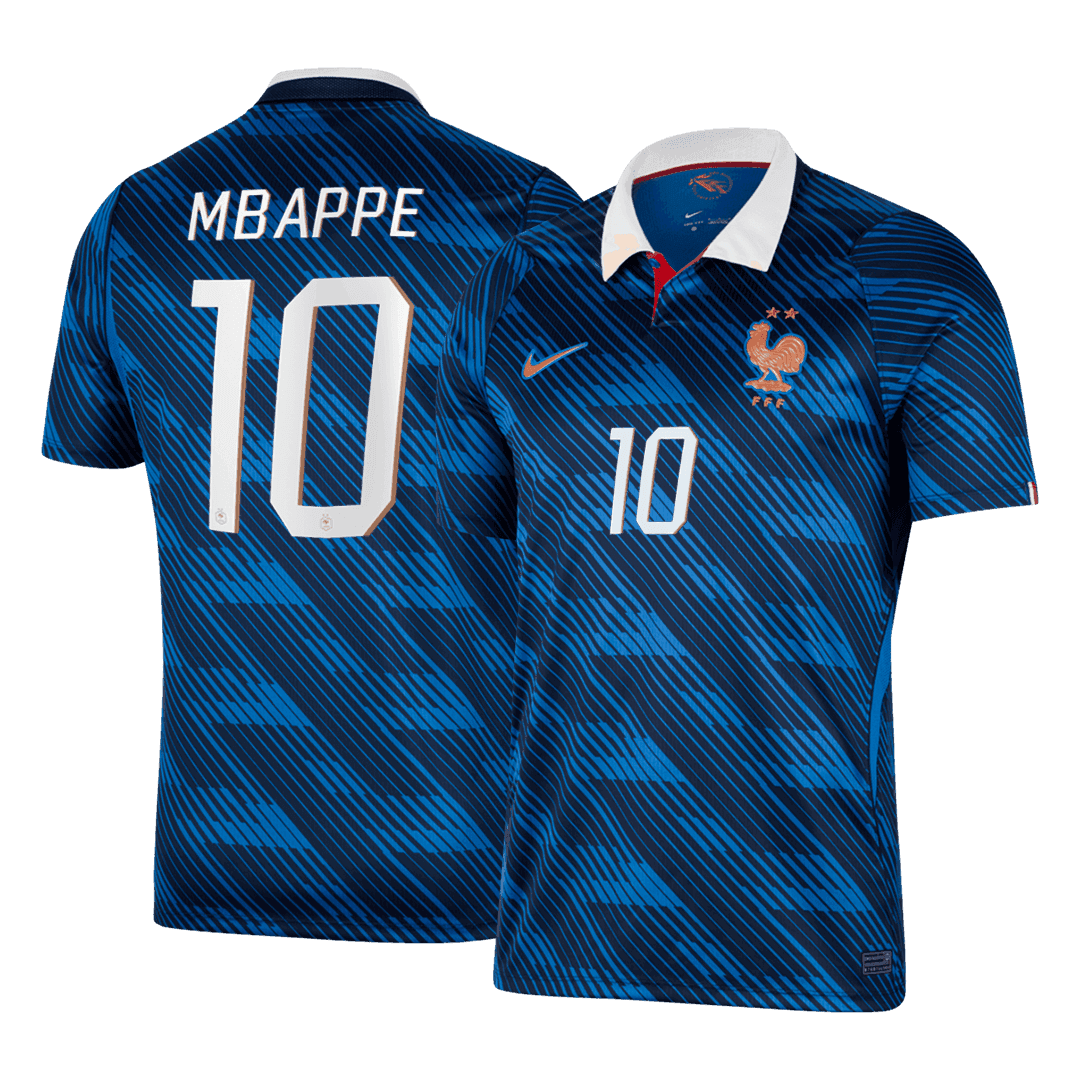 Mbappé n°10, maillot domicile de l'équipe de France, Coupe du Monde 2026, bleu