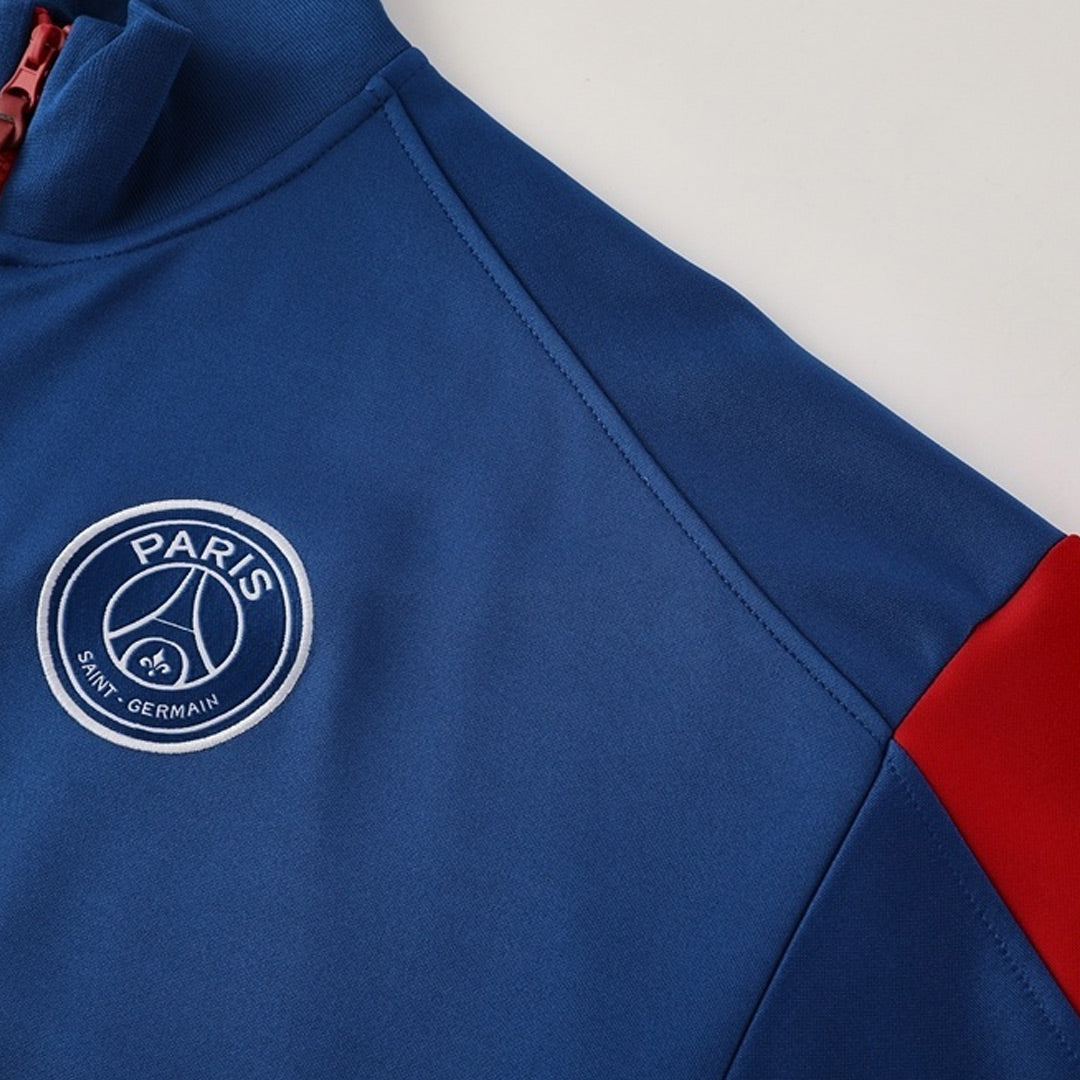 Tenue d'entraînement PSG 25/26 (veste + pantalon) bleu marine et rouge