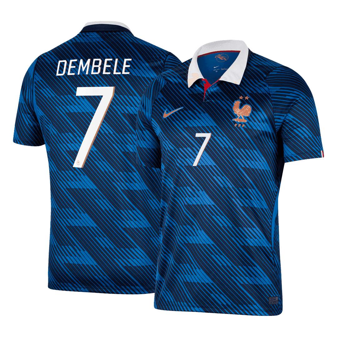 Dembélé n°7, maillot domicile de l'équipe de France, Coupe du Monde 2026, bleu
