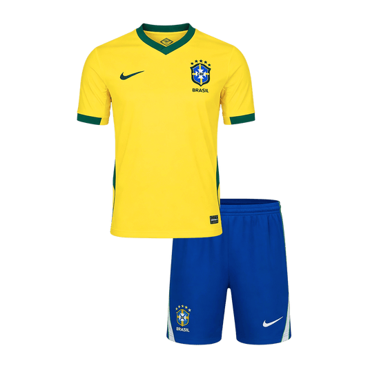 Vente Flash Brésil Domicile Maillot Kit - Coupe du Monde 2026 Enfant Jaune