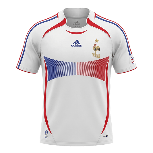 Maillot de football extérieur France 2006, manches courtes, blanc, version rétro pour homme