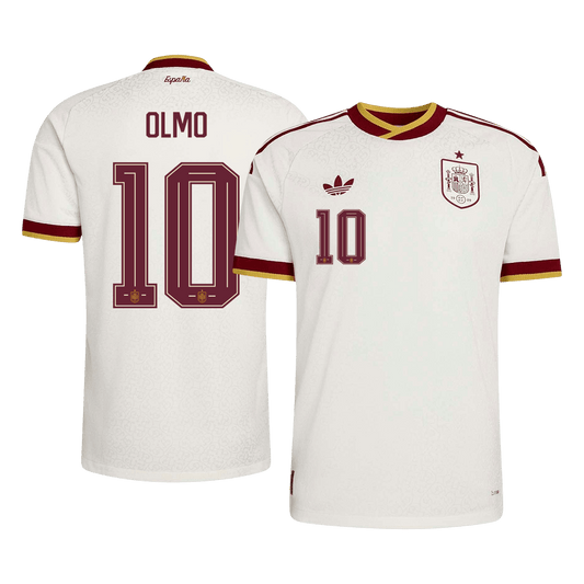 OLMO #10 Espagne Extérieur Maillot - Coupe du Monde 2026 Blanc Joueur