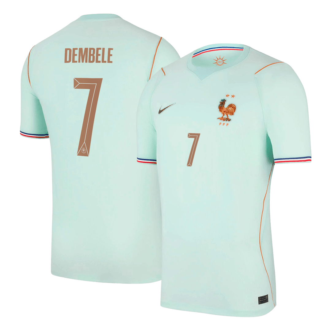 Dembélé n°7, maillot extérieur de l'équipe de France, Coupe du Monde 2026, bleu