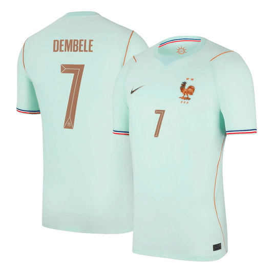 Dembélé n°7, maillot extérieur de l'équipe de France, Coupe du Monde 2026, bleu