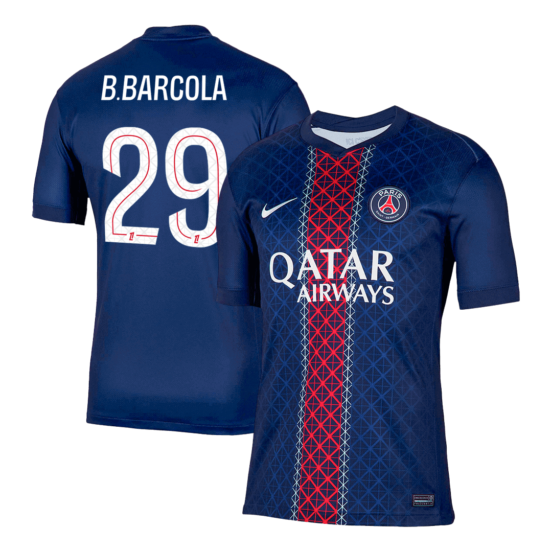 Maillot domicile PSG B.BARCOLA n° 29, bleu marine, saison 2025/26