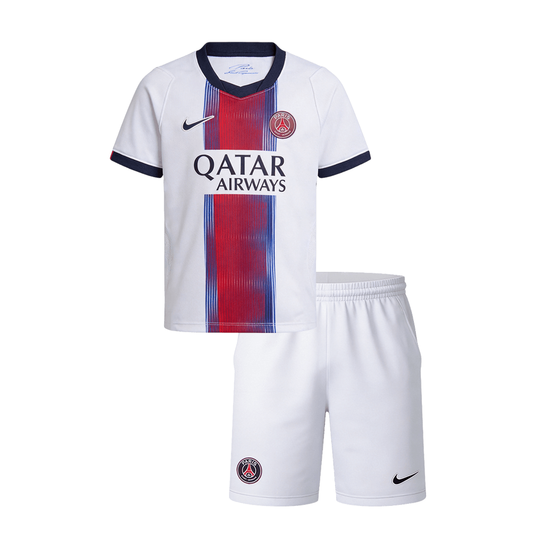 Tenue de football PSG enfant extérieur (maillot + short) 2026/27 blanche