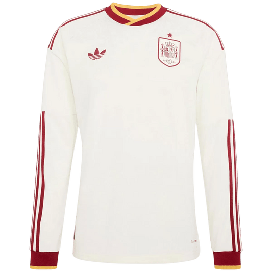Vente Flash Espagne Extérieur Maillot Manches Longues - Coupe du Monde 2026 Blanc