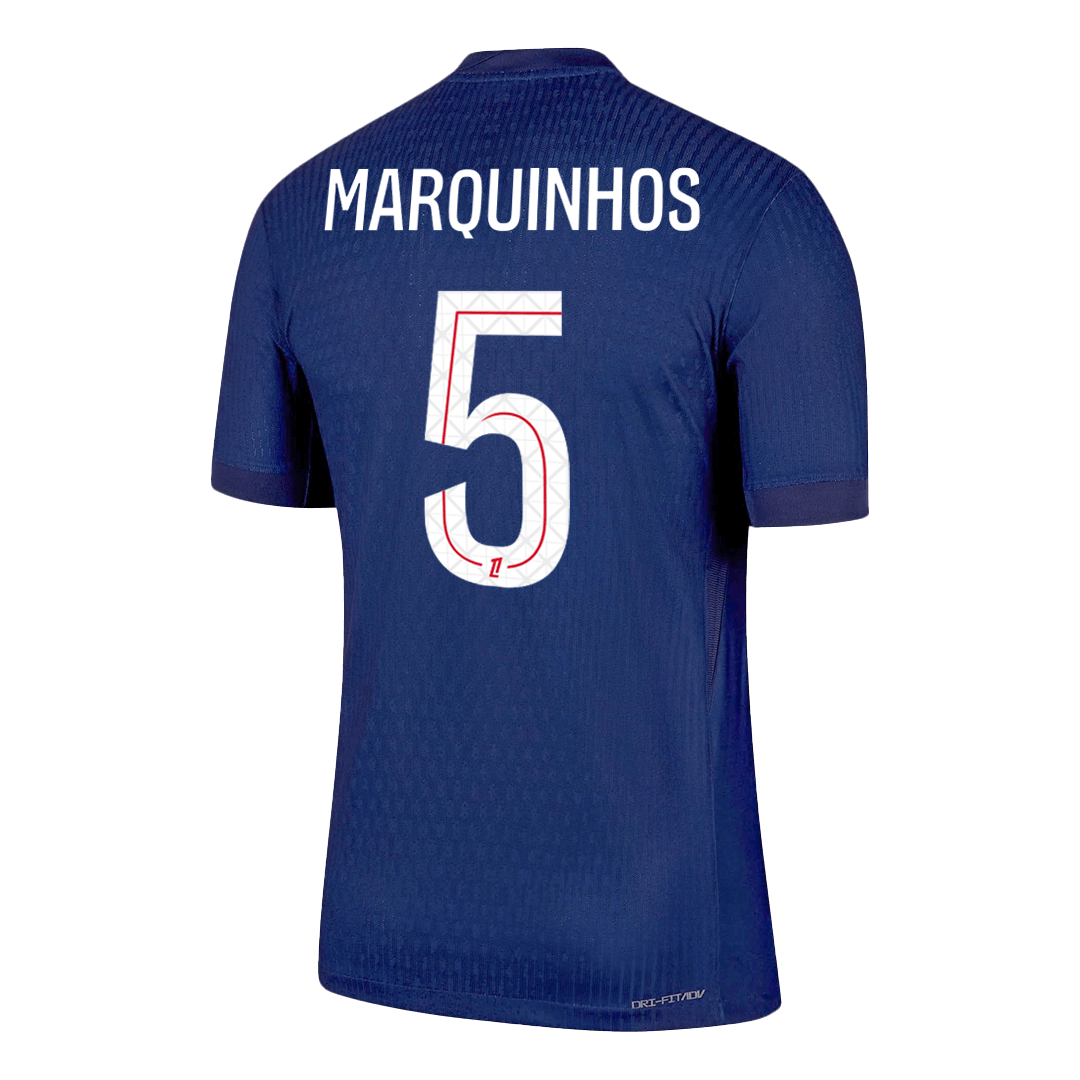 Maillot domicile PSG 2025/26 bleu marine, version joueur MARQUINHOS n°5