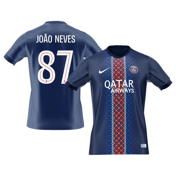 Maillot domicile du PSG 2025/26 de João Neves n°87