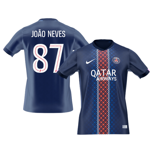 Maillot domicile du PSG 2025/26 de João Neves n°87