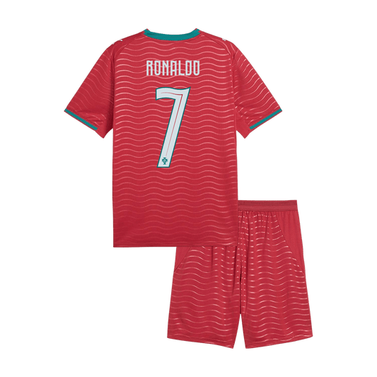 Kids RONALDO #7 Portugal Domicile Maillot Kit - Coupe du Monde 2026 Rouge - Super