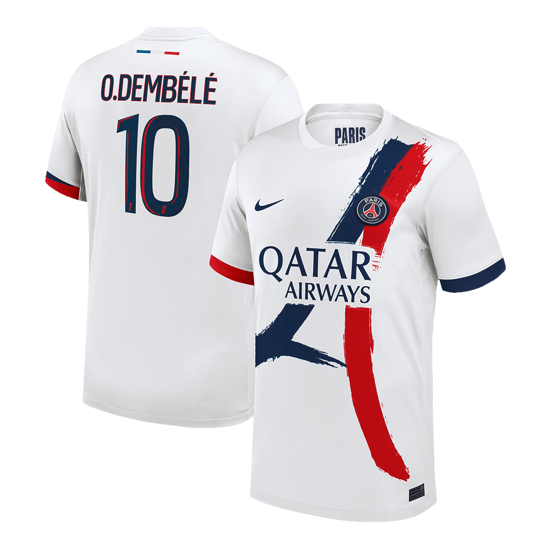 O.DEMBÉLÉ #10 Maillot de Foot PSG Extérieur 2024/25 Blanc