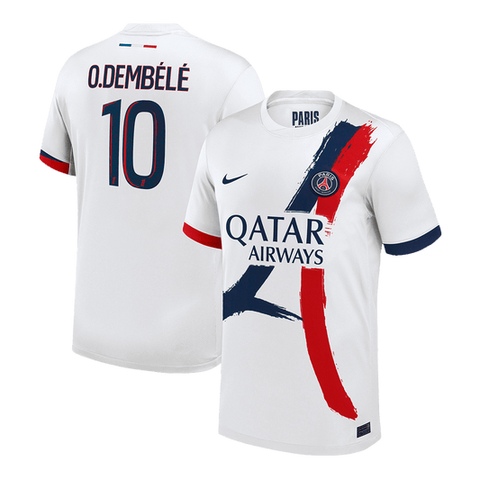 O.DEMBÉLÉ #10 Maillot de Foot PSG Extérieur 2024/25 Blanc