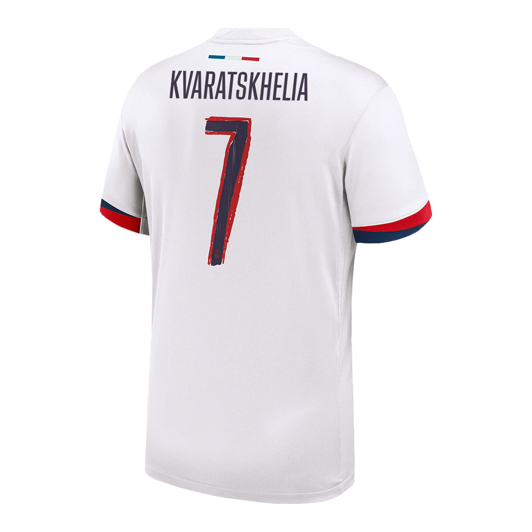 KVARATSKHELIA #7 PSG Maillot extérieur blanc 2024/25 - Ligue des champions