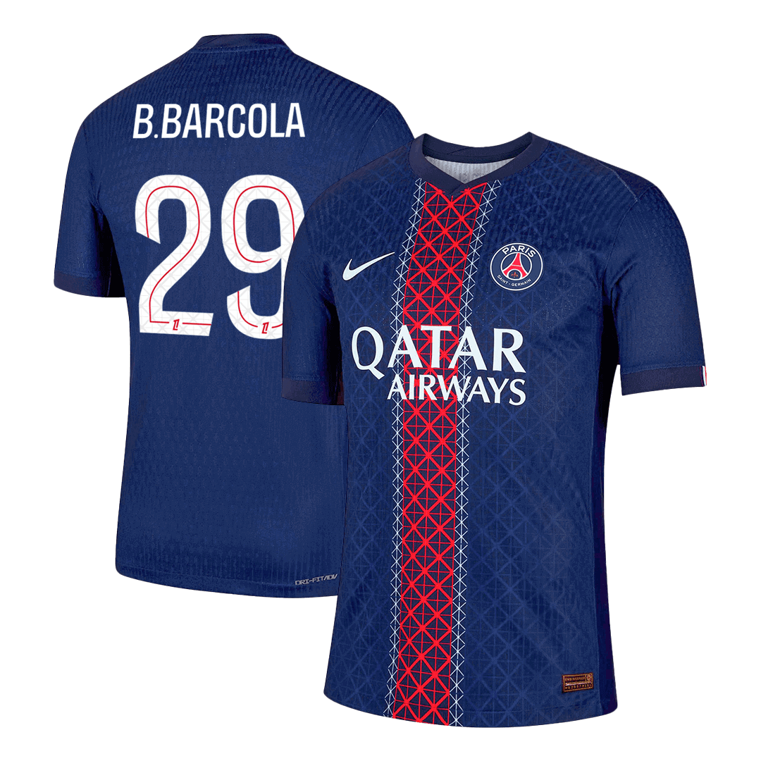Version joueur B.BARCOLA #29 Maillot domicile PSG 2025/26 Bleu marine
