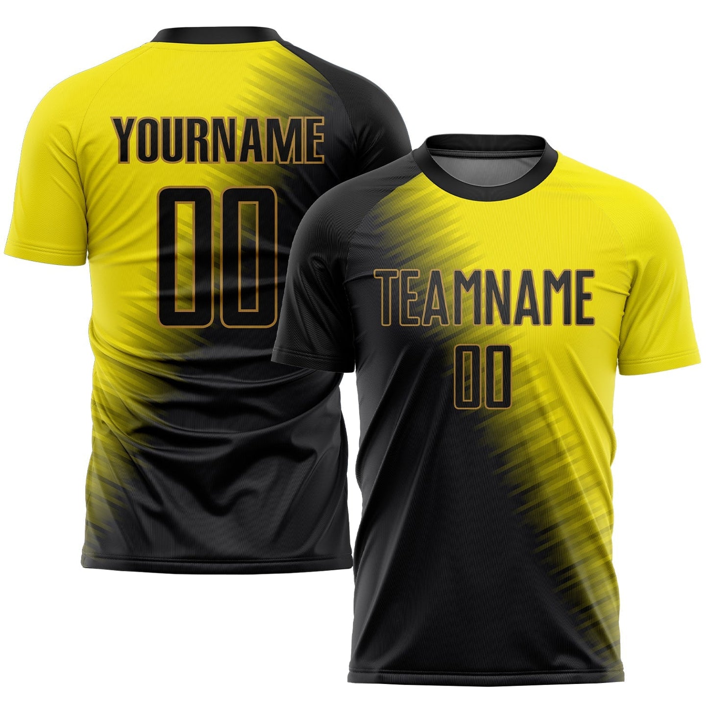 Maillot de football personnalisé avec sublimation en or, noir et or antique