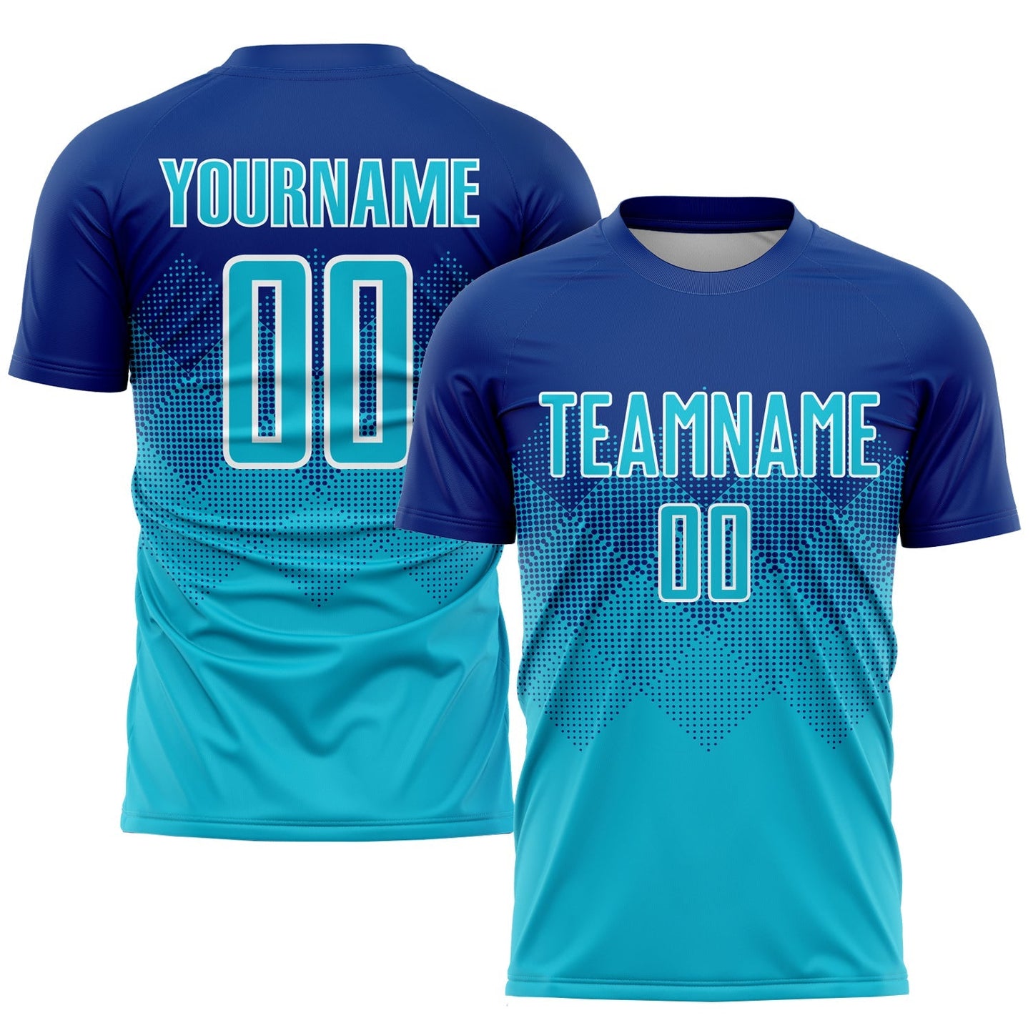 Maillot de football personnalisé sublimé bleu et blanc Royal Lakes