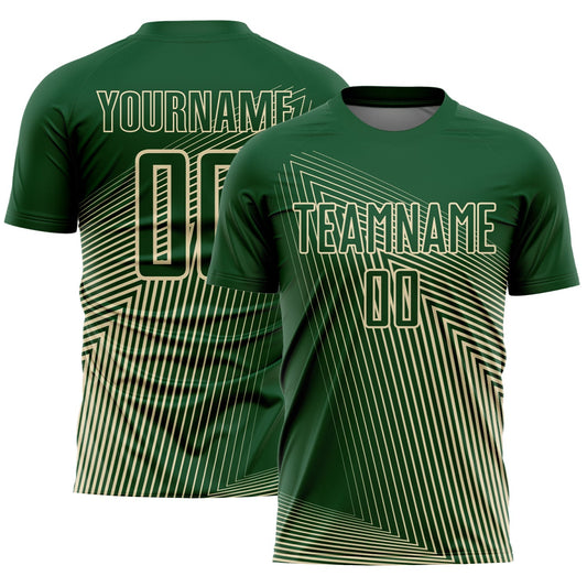 Maillot de football personnalisé avec des lignes vertes et crème sublimées