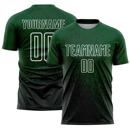Maillot de football personnalisé avec impression par sublimation d'art abstrait présentant des fragments verts, noirs et blancs