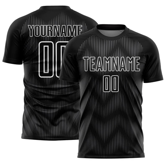 Maillot de football personnalisé avec lignes sublimées gris acier, noires et blanches