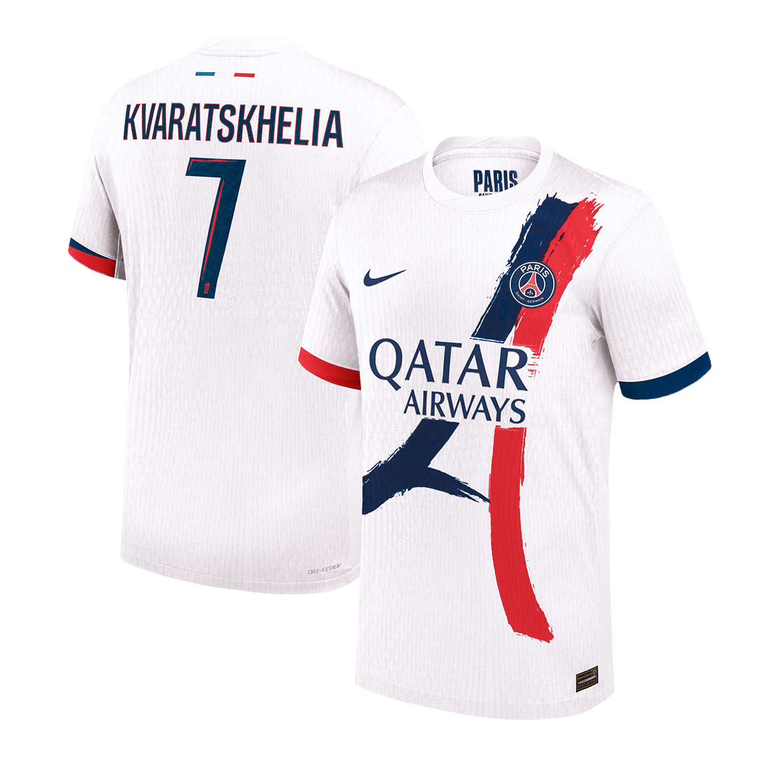 Version joueur KVARATSKHELIA #7 PSG Maillot extérieur blanc 2024/25
