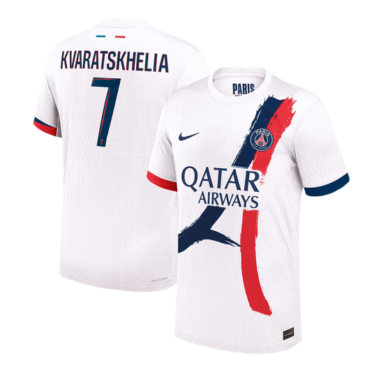 Version joueur KVARATSKHELIA #7 PSG Maillot extérieur blanc 2024/25