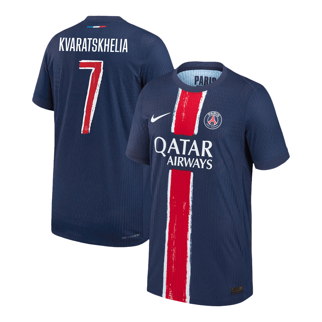 Version joueur KVARATSKHELIA #7 Maillot domicile PSG 2024/25 Bleu marine - Ligue des champions