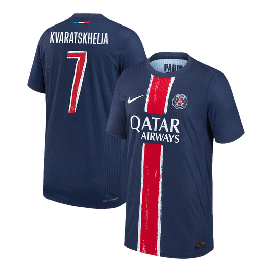 Version joueur KVARATSKHELIA #7 Maillot domicile PSG 2024/25 Bleu marine - Ligue des champions