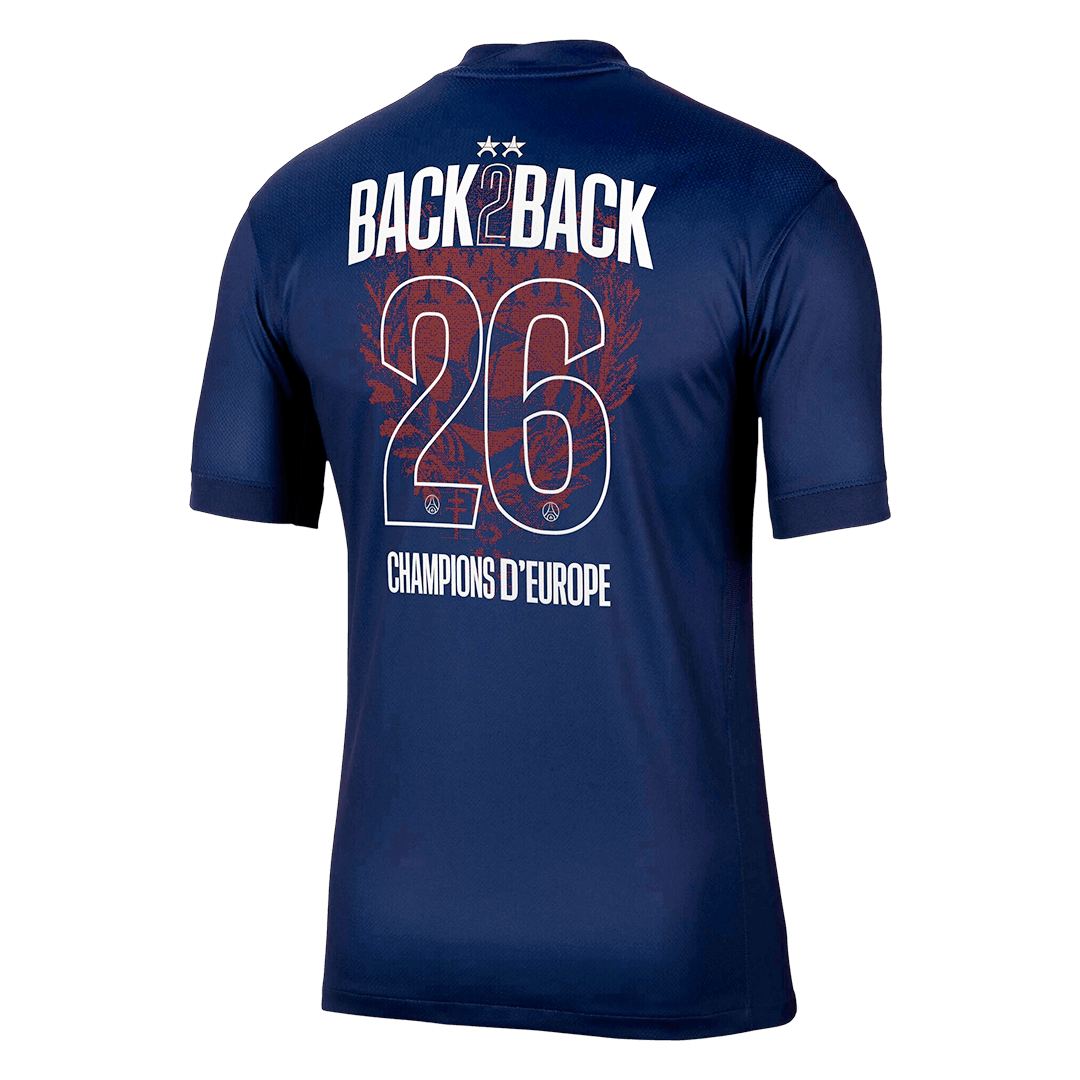 Maillot domicile du PSG 2025/26 Champions d'Europe 2026, imprimé bleu marine