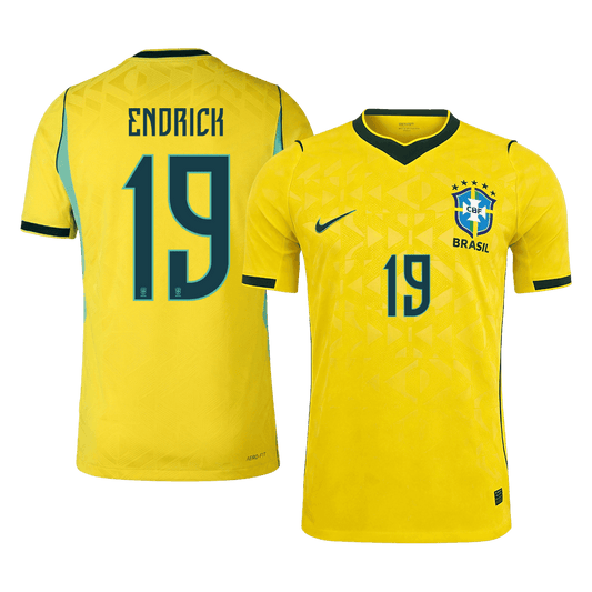 ENDRICK #19 Brésil Domicile Maillot - Coupe du Monde 2026 Jaune Joueur