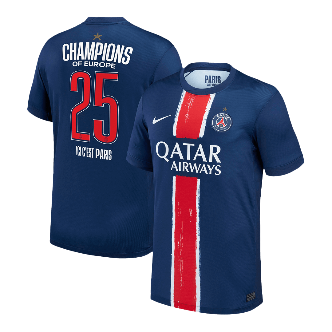 CHAMPIONS N° 25 Maillot domicile PSG 2024/25 Bleu marine - CHAMPIONS D'EUROPE