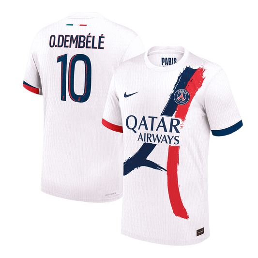 Version joueur O.DEMBÉLÉ #10 PSG Maillot extérieur blanc 2024/25