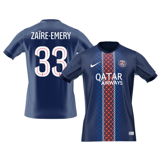 Maillot domicile du PSG 2025/26 - Zaïre Emery n°33