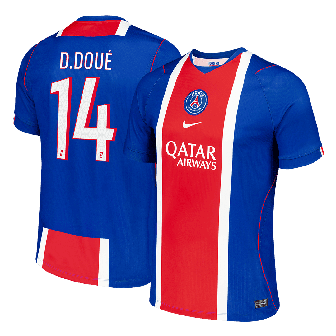 Maillot domicile PSG 2026/27, version supporter, D.DOUE n°14, Old Royal