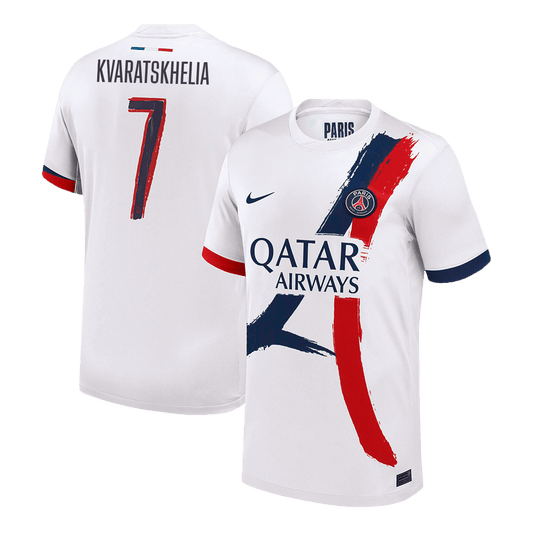 KVARATSKHELIA #7 PSG Maillot extérieur blanc 2024/25 - Ligue des champions